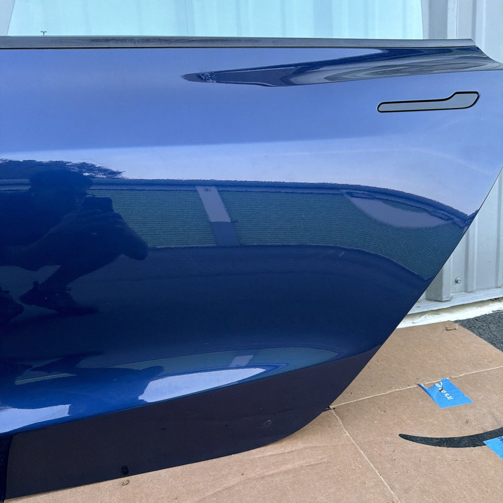 21-23 OEM Tesla Model 3 Rear Left Driver Side Door Shell Panel COMPLETE BLUE