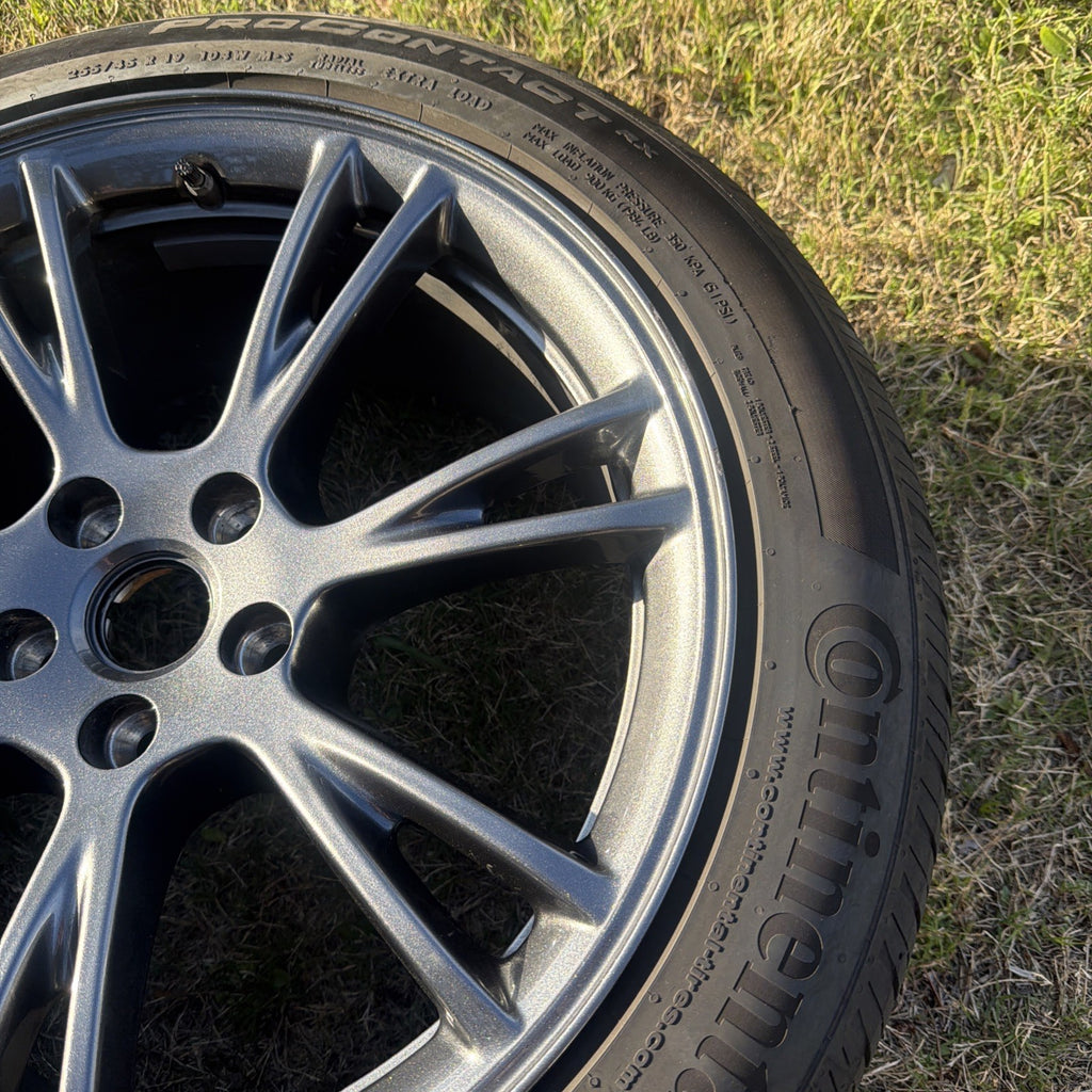 Tesla Model Y 2024 2025 19" Grey Gemini Rim Wheel Continental Tire W/OEM TPMS