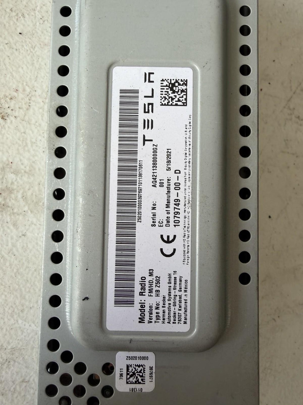 ♦️17-23 TESLA MODEL 3 RADIO FM/HD RECEIVER CONTROL MODULE UNIT OEM, 1079749-00-D