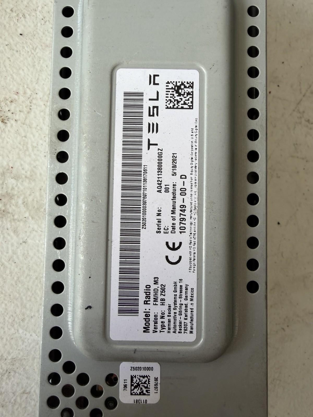 ♦️17-23 TESLA MODEL 3 RADIO FM/HD RECEIVER CONTROL MODULE UNIT OEM, 1079749-00-D