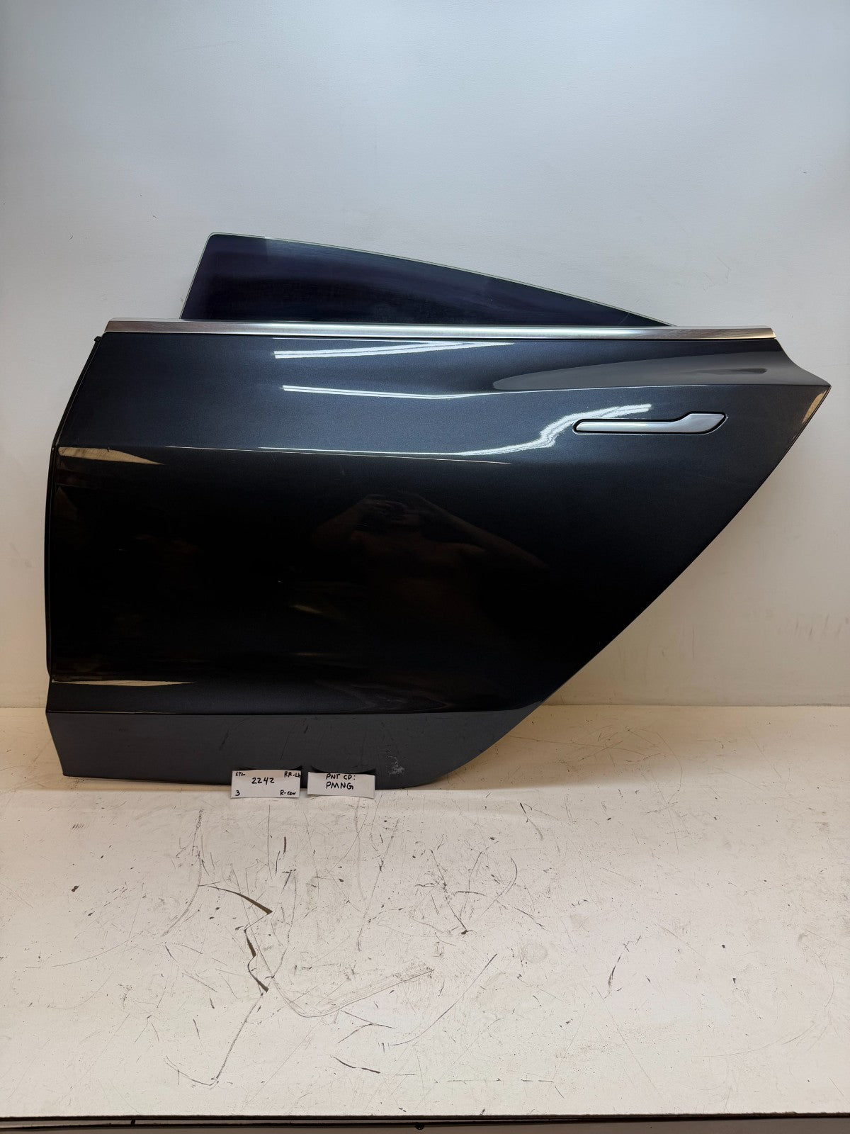 2017-23 Tesla Model 3 Rear Left Driver Side Door Shell Panel Assembly Gray OEM