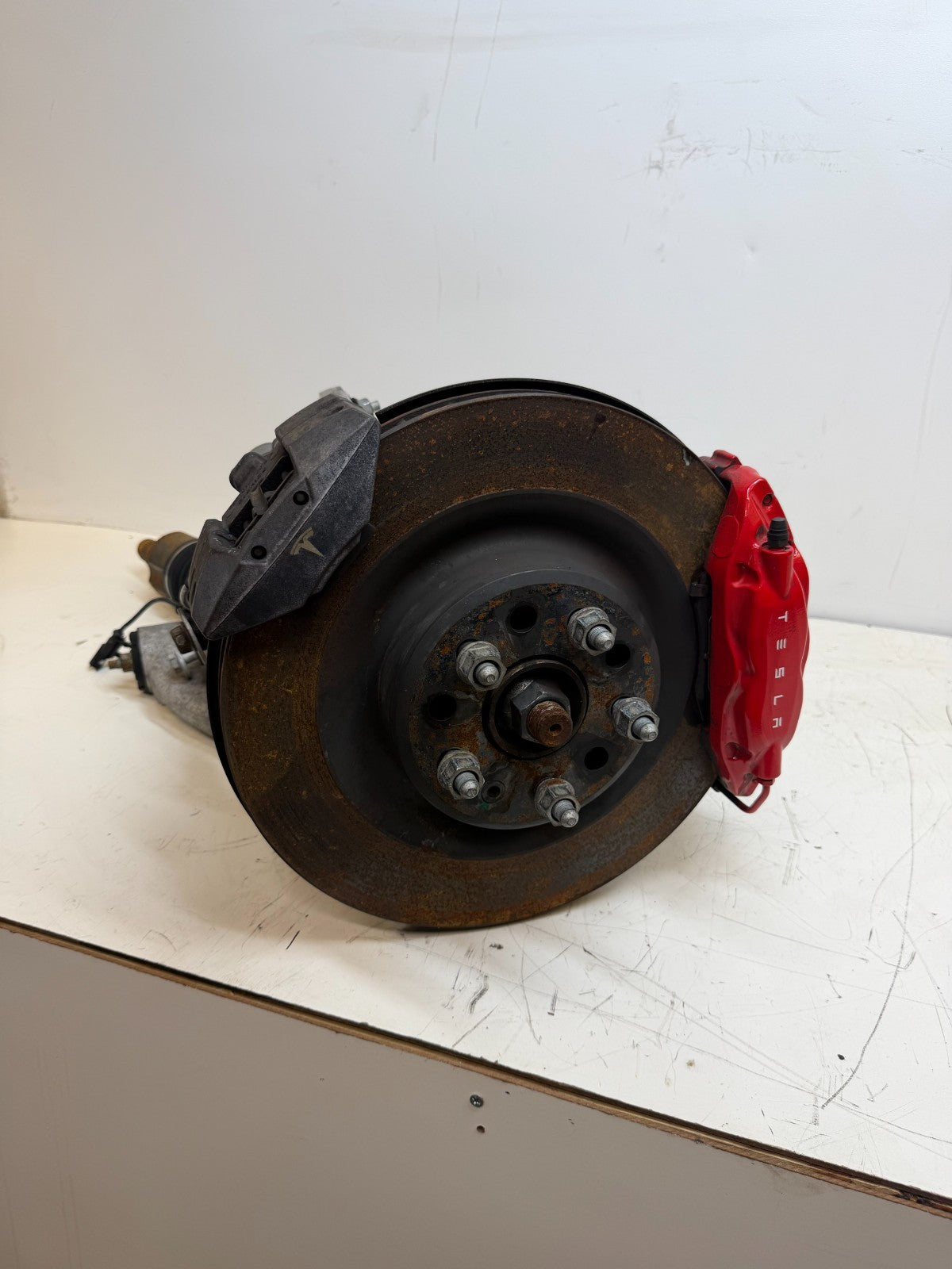 2016–2020 Tesla Model X Rear Left Suspension Knuckle Assembly w/ CV Axle OEM