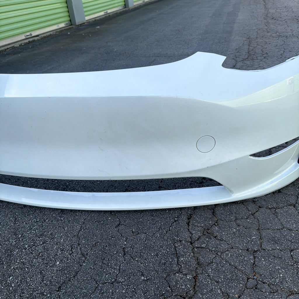 2024-2025 Tesla Model Y oem Front Bumper Cover & Tow Cap White