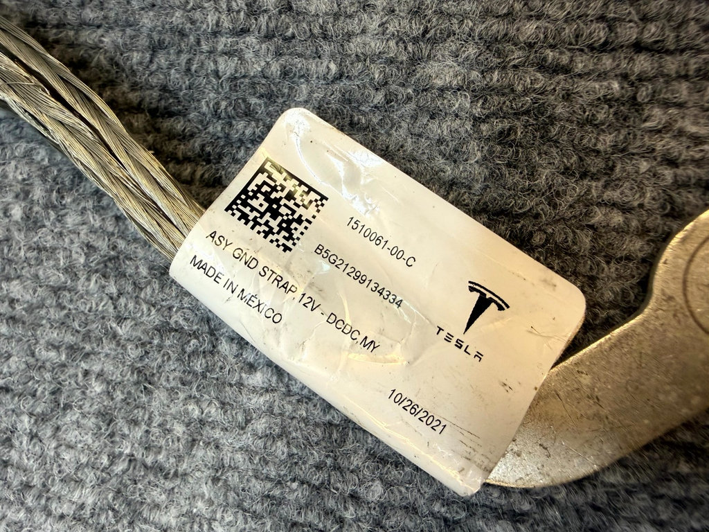 2020 - 2024 TESLA MODEL Y BATTERY TERMINAL GROUND CABLE STRAP OEM, 1510061-00-C