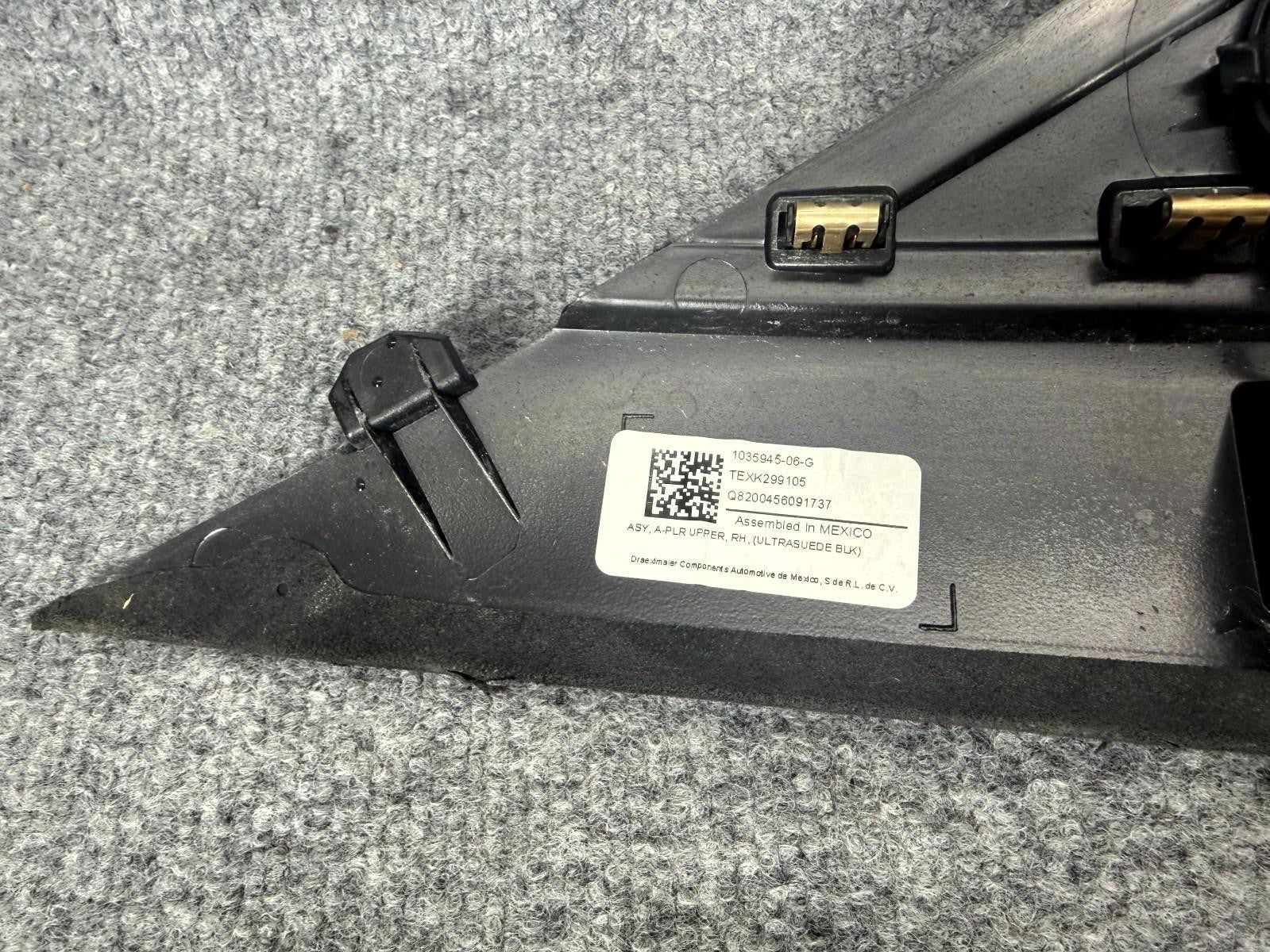 16-20 Tesla Model X Front Right Side A-Pillar Upper Trim Cover OEM, 1035945-00-A