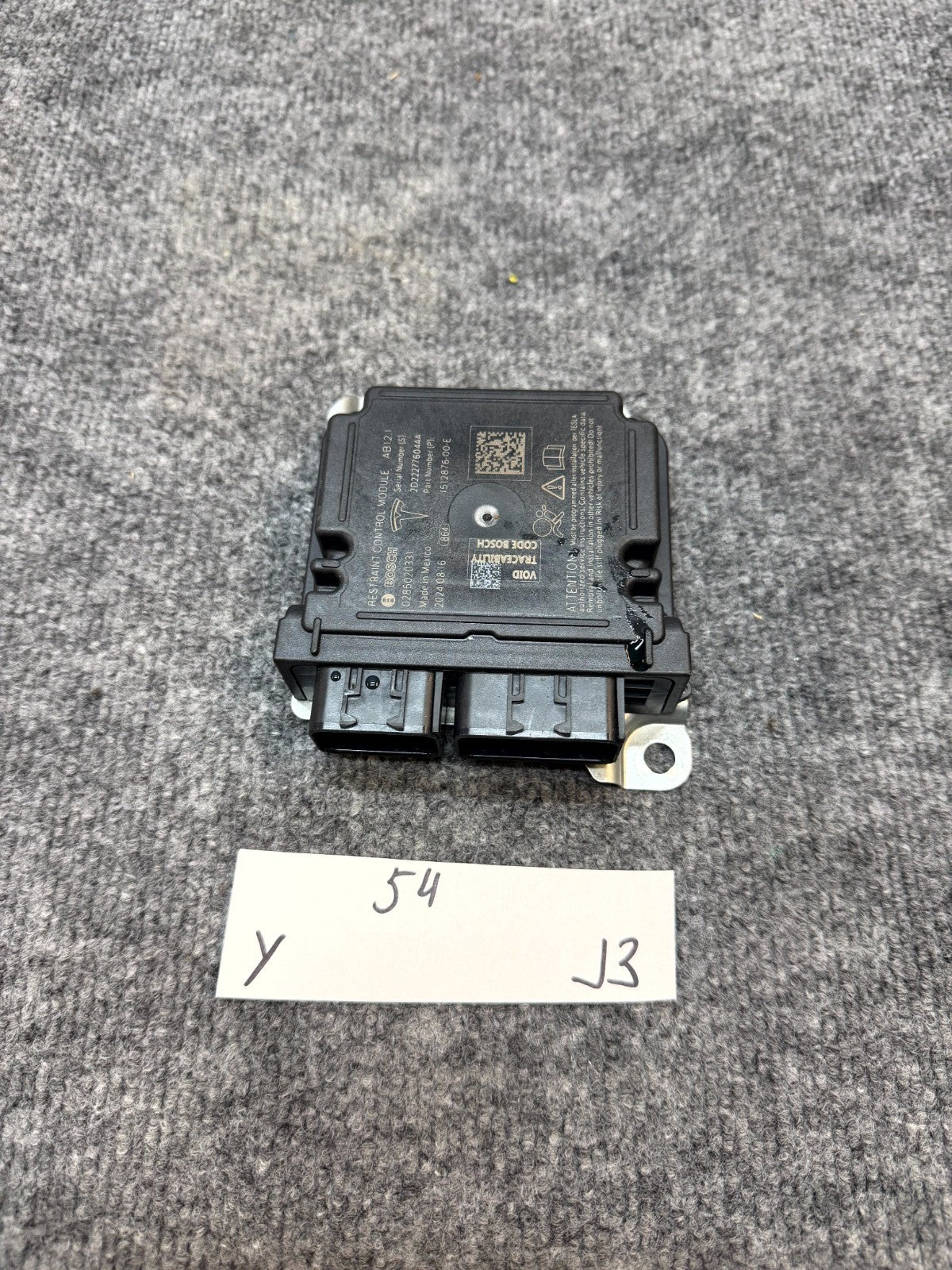 2020-2024 TESLA MODEL Y RESTRAINT DIAGNOSTIC COMPUTER MODULE OEM, 1512876-00-E