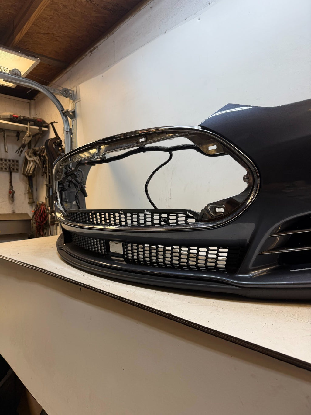 2012-2016 Tesla Model S Front Bumper Cover Complete W/ Lights OEM