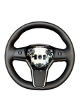 2020 - 2024 TESLA MODEL Y HEATED LEATHER STEERING WHEEL BLACK OEM, 1490214-00-B