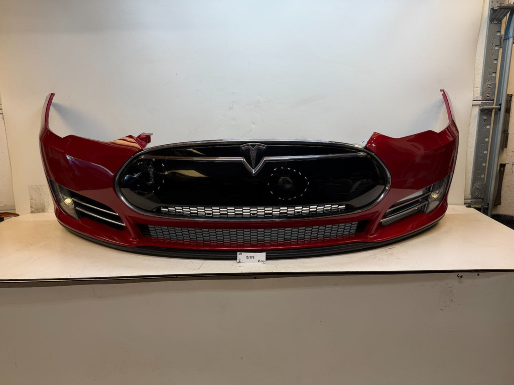 2012-2016 Tesla Model S Front Bumper Cover Complete W/ Lights OEM 1017415-00-C