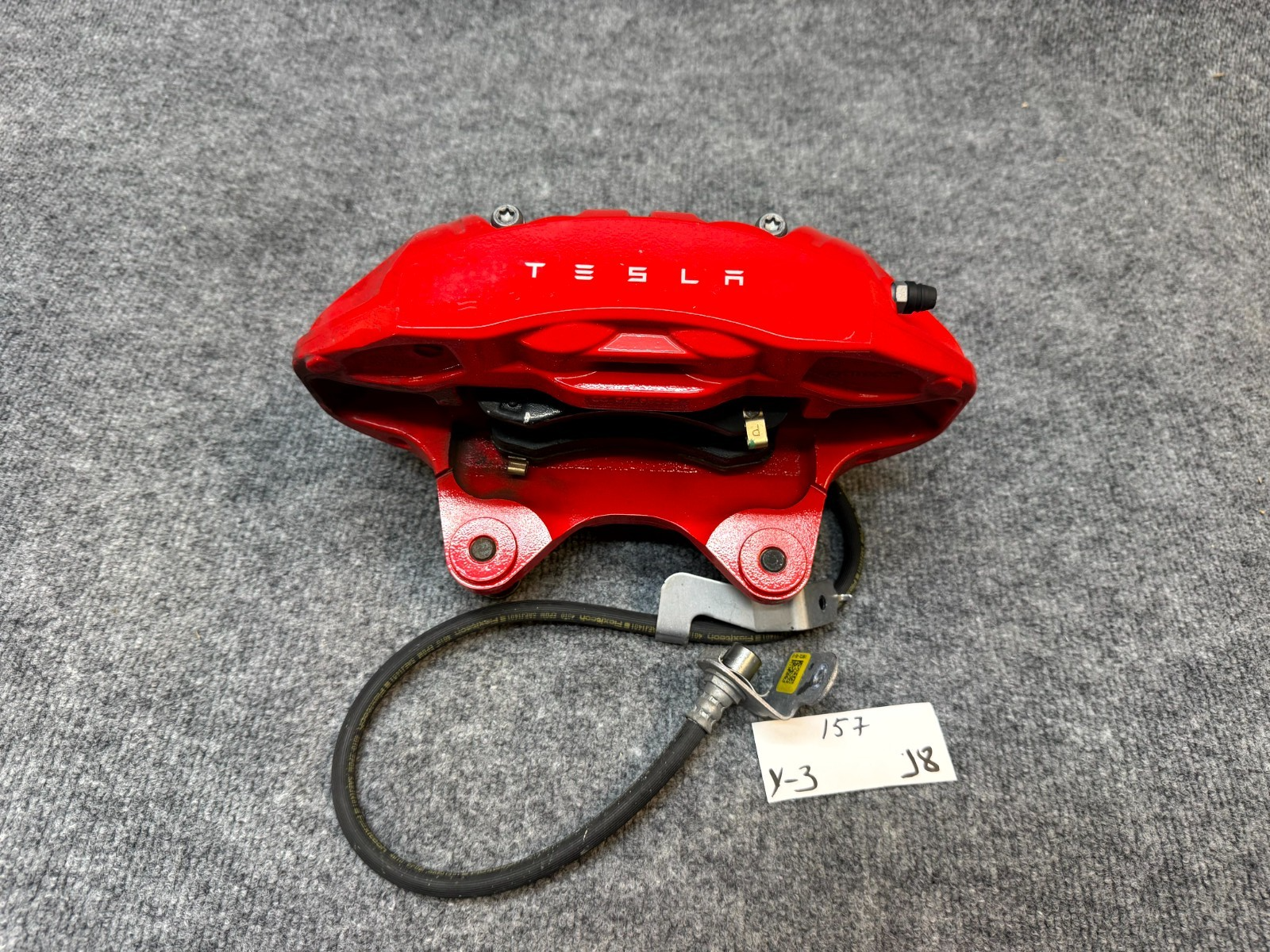 2020-2024 TESLA MODEL Y FRONT RIGHT BREMBO BRAKE CALIPER RED OEM, 1188642-00-B