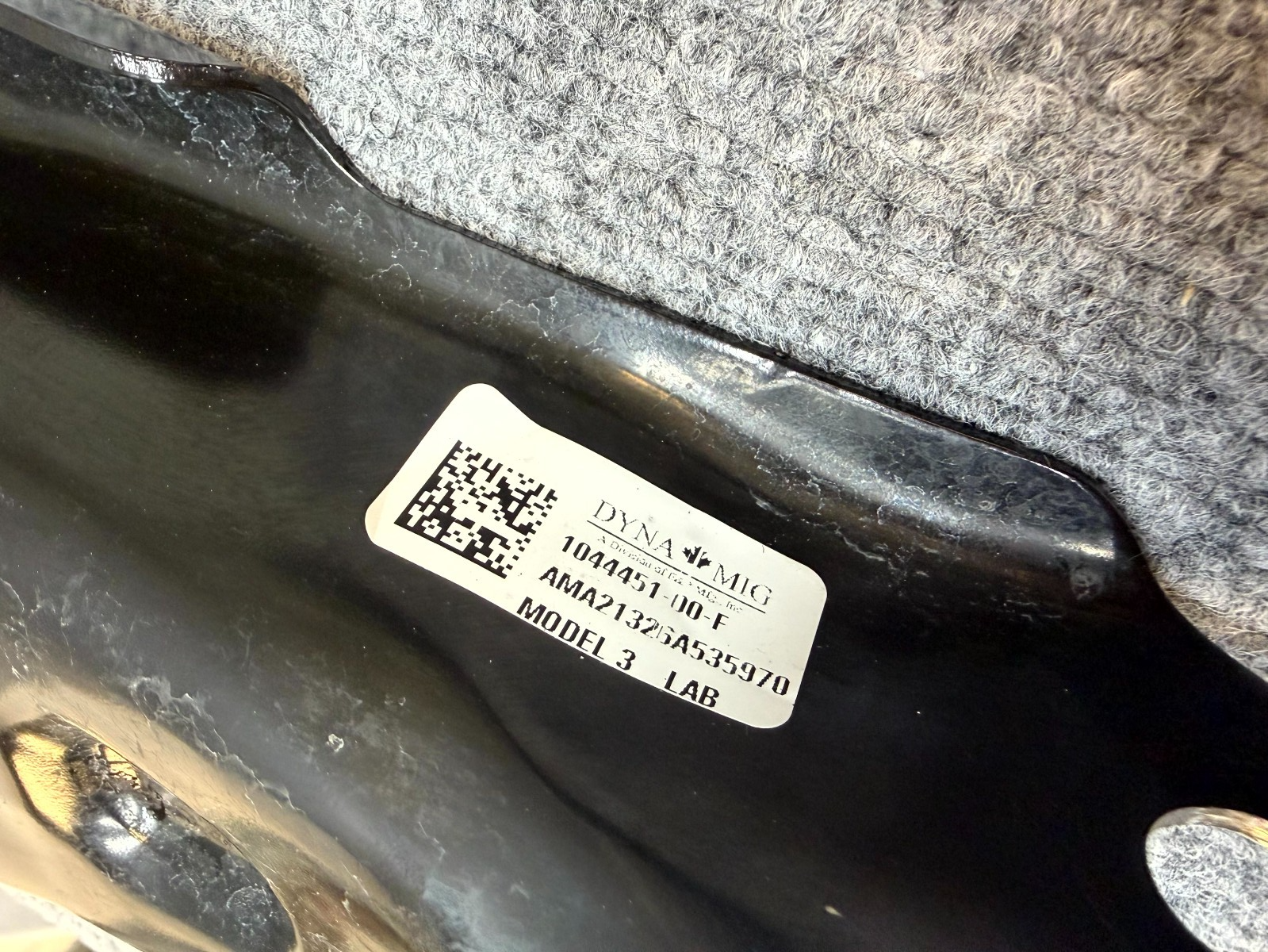 2020-2024 TESLA MODEL Y REAR LEFT LOWER CONTROL ARM SPRING PERCH OEM, 1044451-00