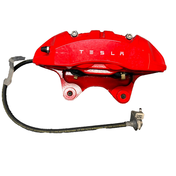 2020-2024 TESLA MODEL Y FRONT LEFT BREMBO BRAKE CALIPER RED OEM, 1188641-00-B