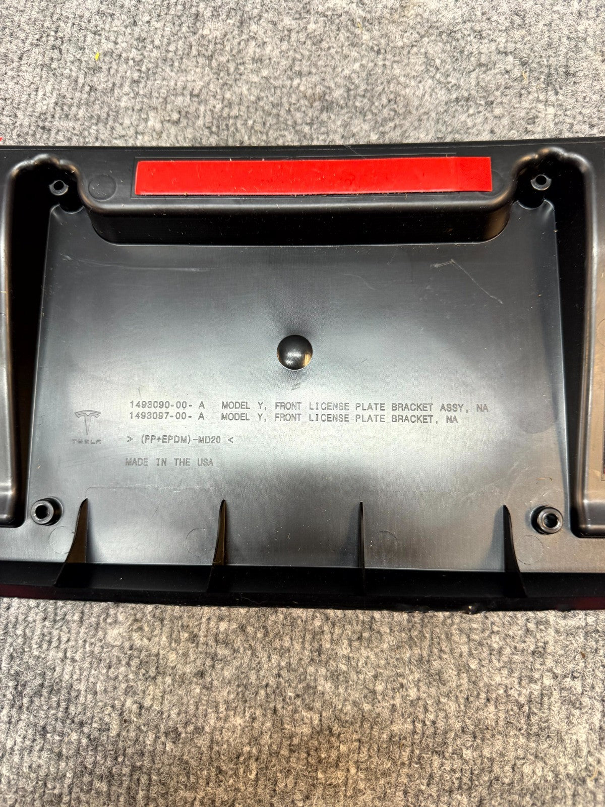 2020 - 2024 TESLA MODEL Y FRONT LICENSE PLATE BRACKET HOLDER OEM, 1493090-00-A