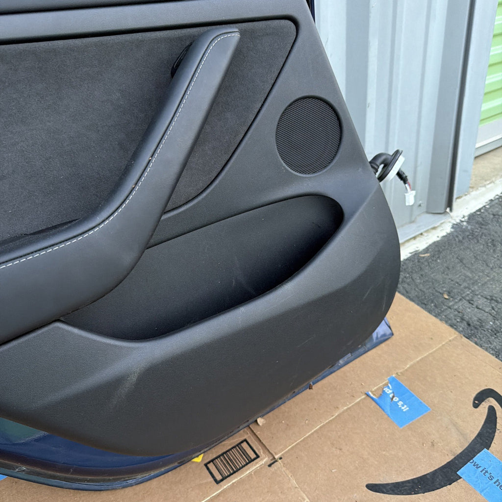 21-23 OEM Tesla Model 3 Rear Left Driver Side Door Shell Panel COMPLETE BLUE