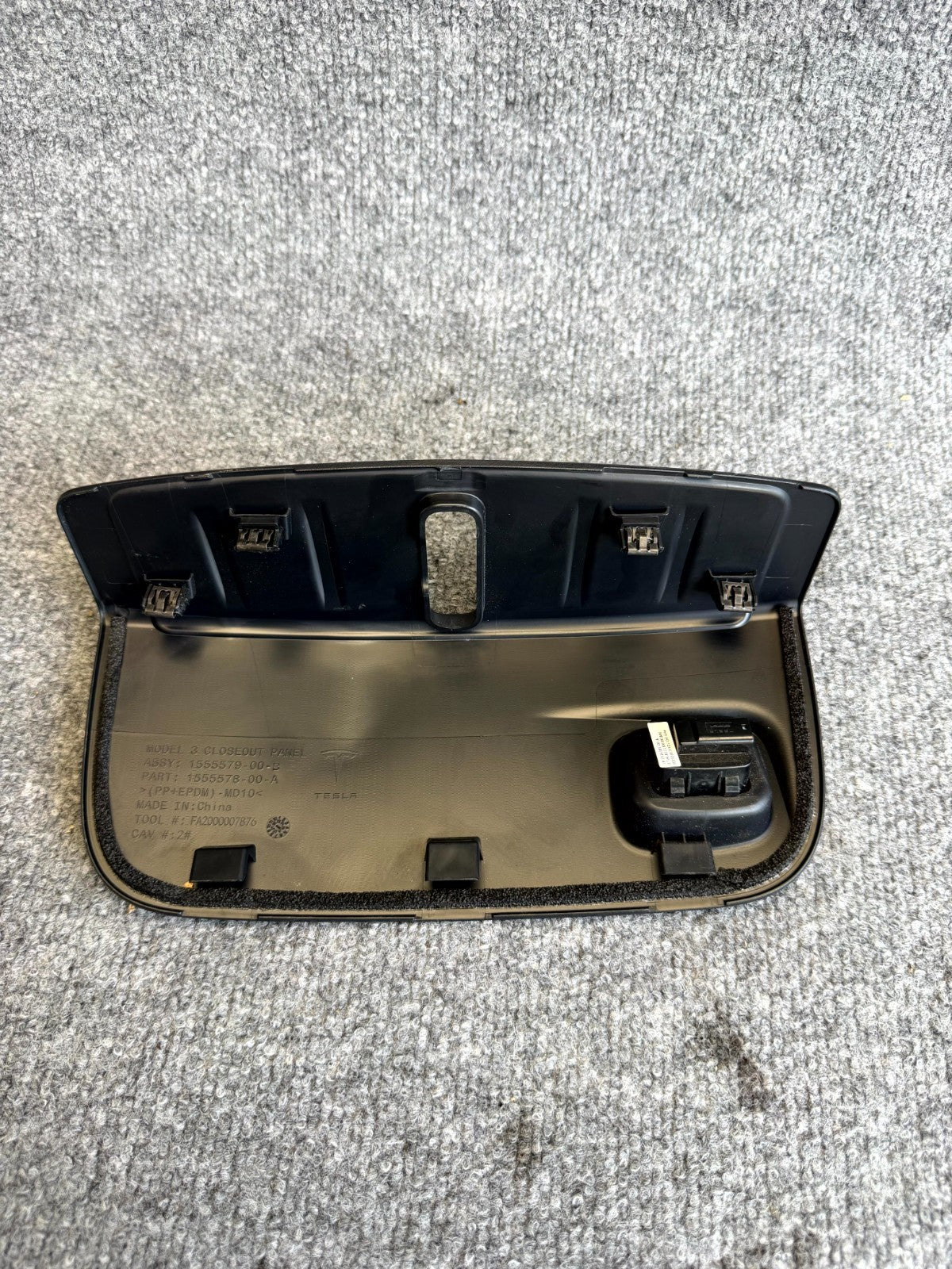 2017-2023 TESLA MODEL 3 FRONT TRUNK CLOSEOUT SWITCH TRIM COVER OEM, 1555579-00-B
