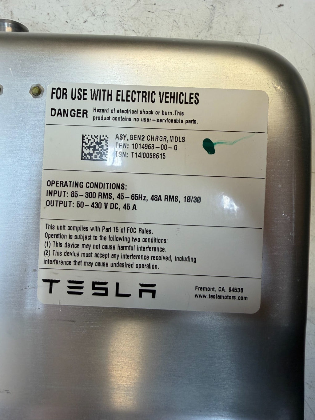 2012-15 Tesla Model S Gen 2 Onboard Charger Module Charging Unit 1014963-00-G