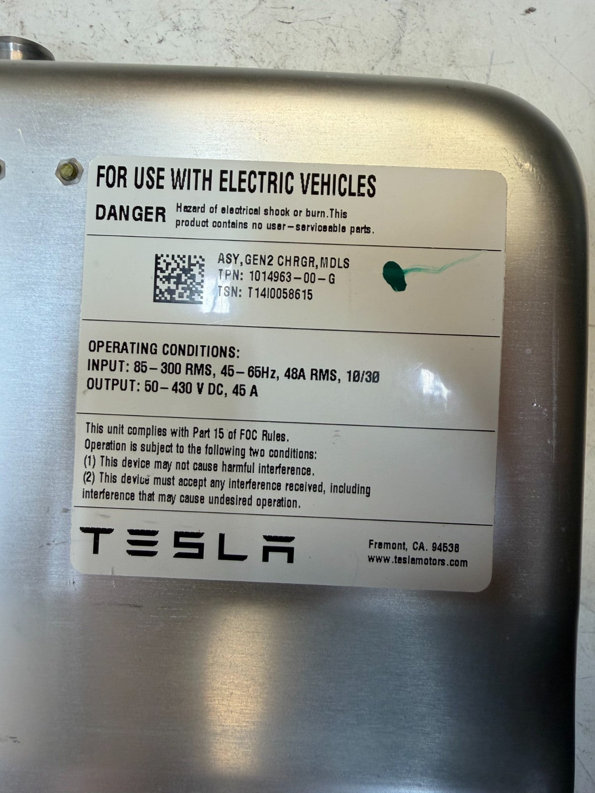 2012-15 Tesla Model S Gen 2 Onboard Charger Module Charging Unit 1014963-00-G