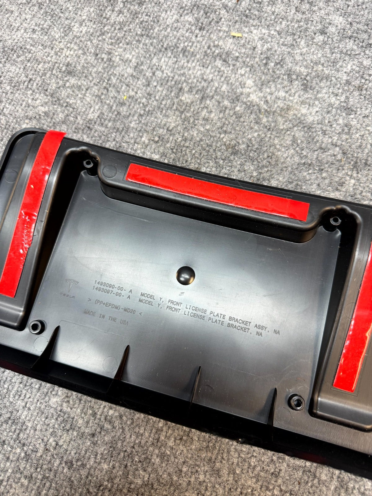 2020 - 2024 TESLA MODEL Y FRONT LICENSE PLATE BRACKET HOLDER OEM, 1493090-00-A