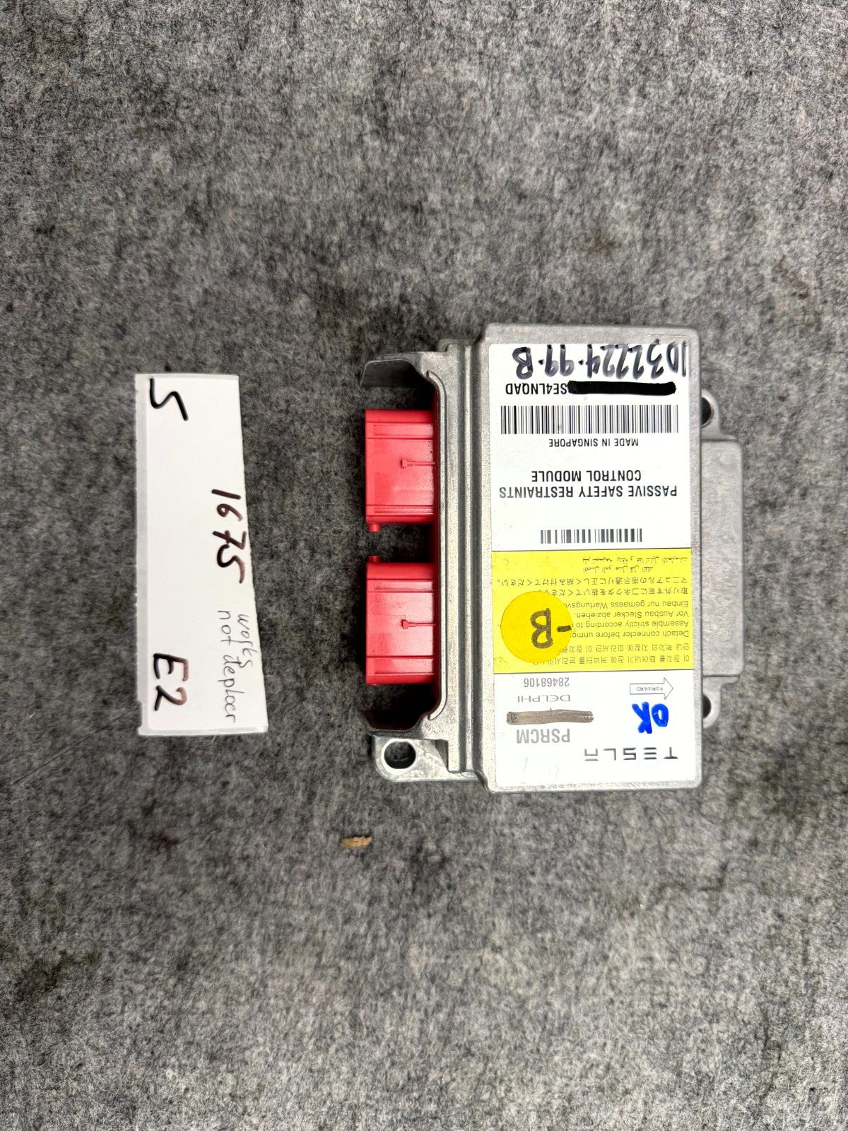 ♦️12-20 TESLA MODEL S PASSIVE RESTRAINT DIAGNOSTIC COMPUTER SR OEM, 1032224-99-B