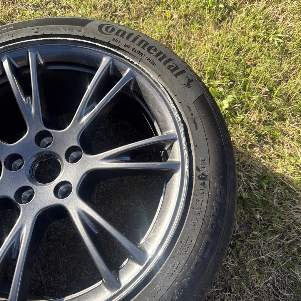 24-25 Tesla Model Y  19" Grey Gemini Rim Wheel Continental Tire W/OEM TPMS
