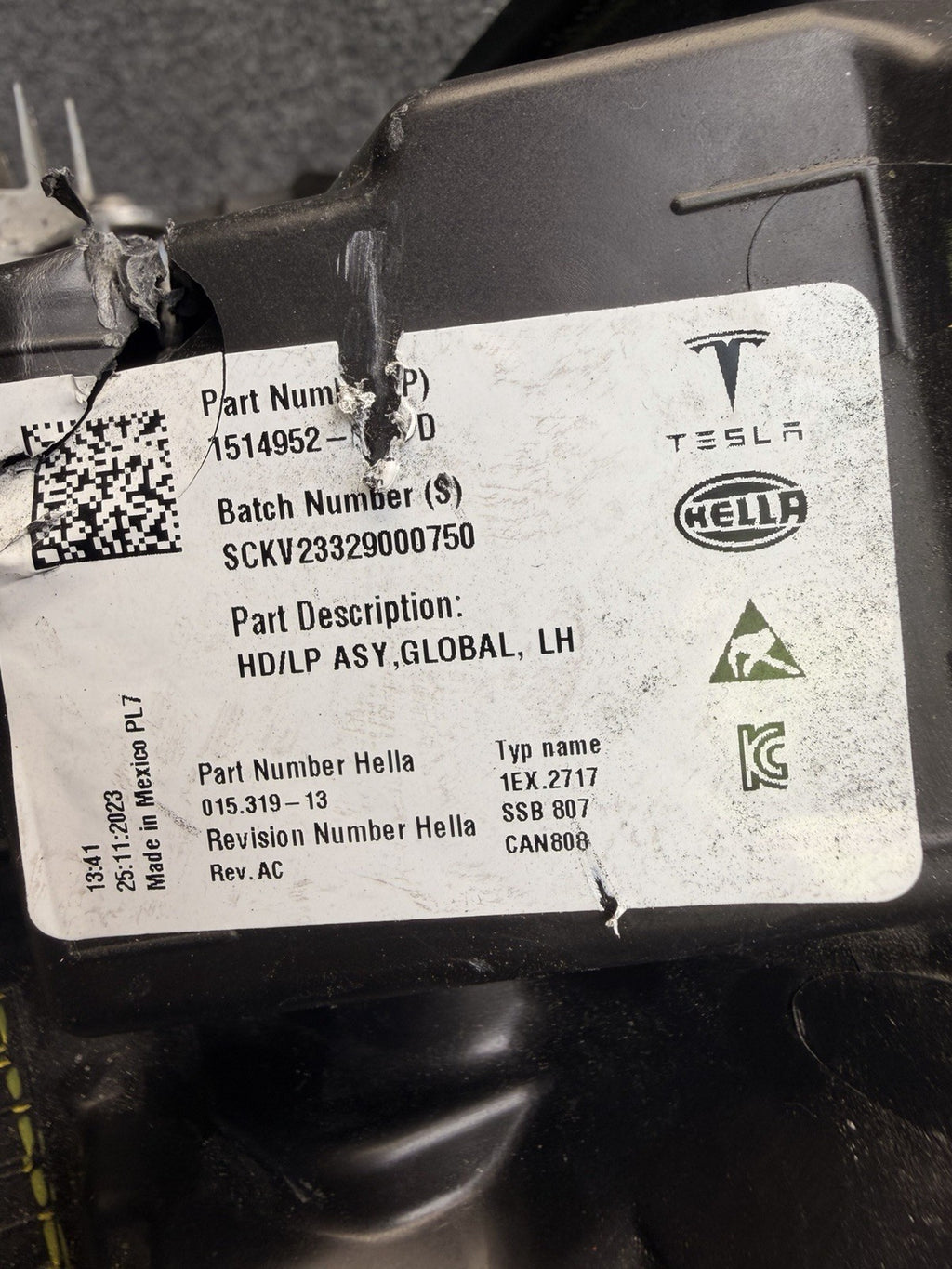 DMG‼️21-23 TESLA MODEL 3 FRONT LEFT HEADLIGHT LED LIGHT LAMP OEM 1514952-00-D