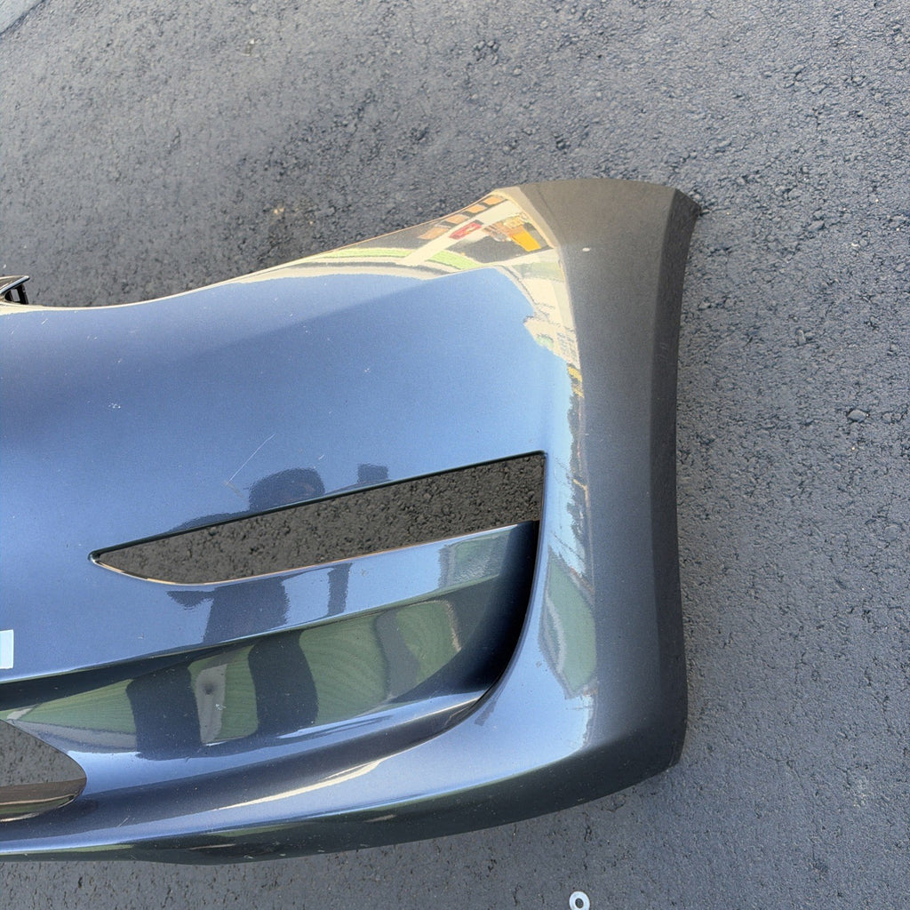 2022 2023 Tesla Model 3 oem Front Bumper Cover No Sensor Hole w/ Tow Cap Gray