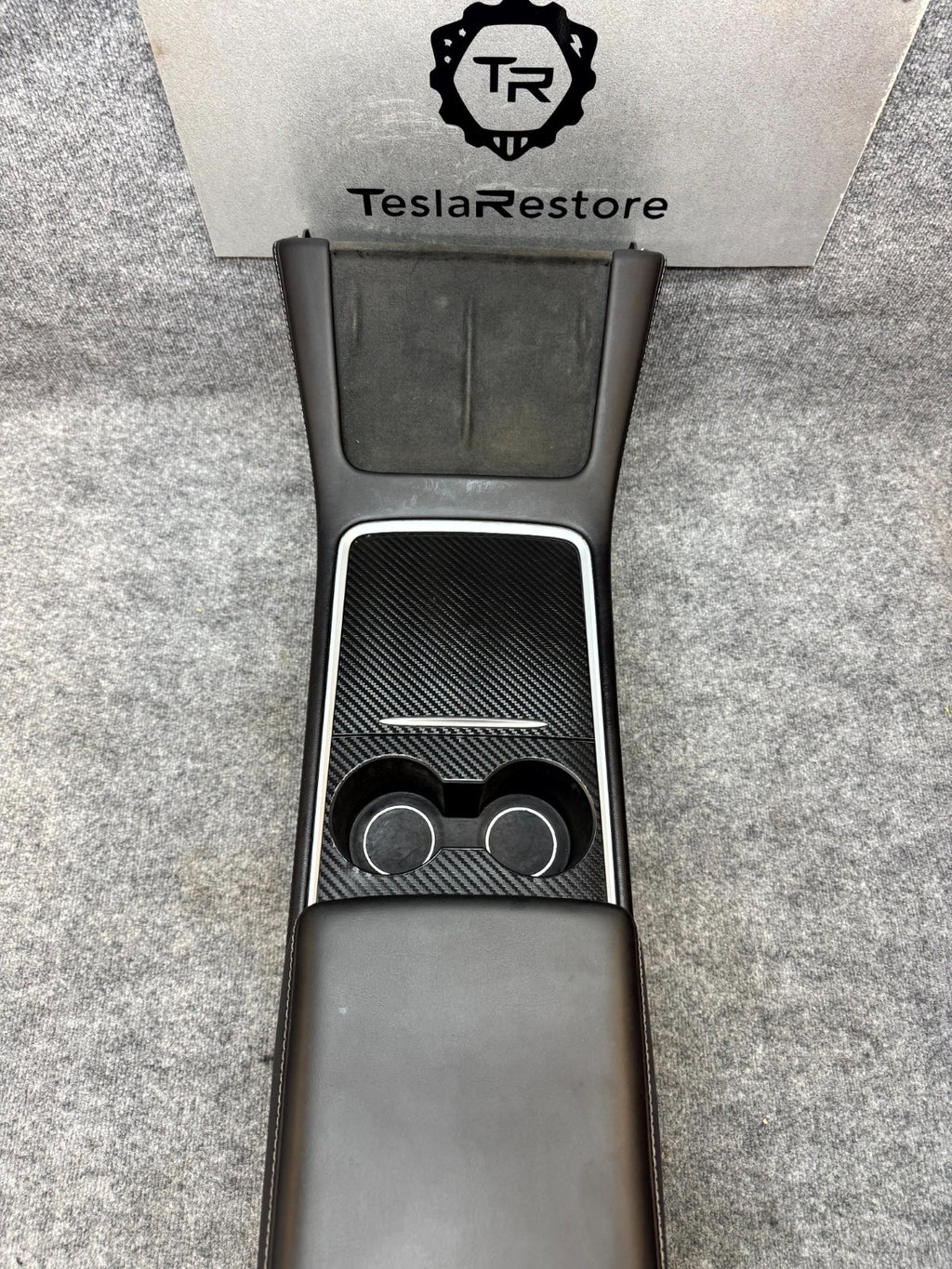 2020 - 2024 TESLA MODEL Y CENTER CONSOLE ARMREST CUPHOLDERS OEM, 1755501-70-C
