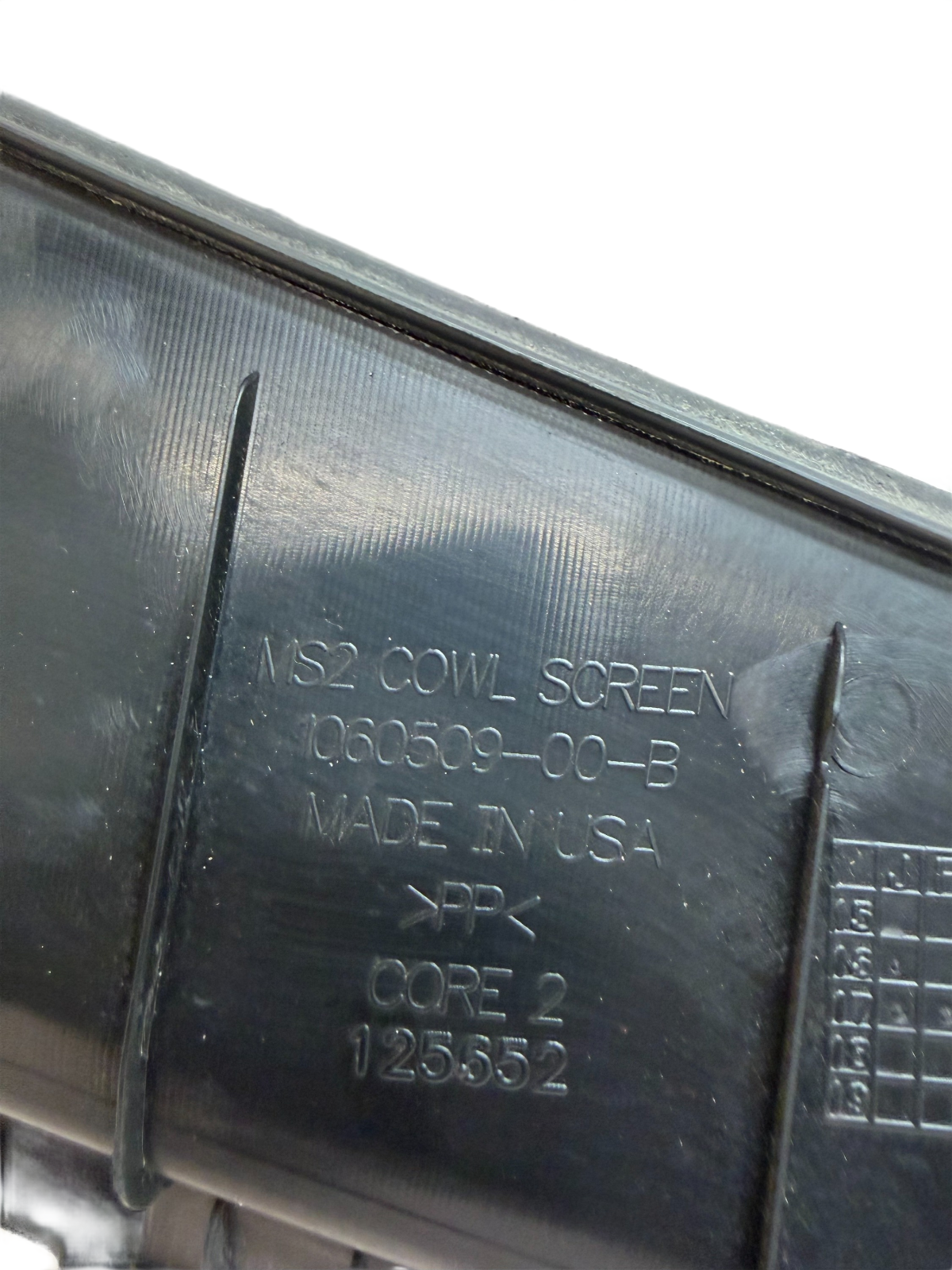 2016-20 Tesla Model S Driver Side Underhood Trim Cowl Screen Left 1060509-00-B