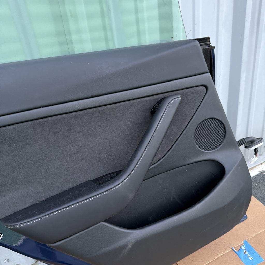 21-23 OEM Tesla Model 3 Rear Left Driver Side Door Shell Panel COMPLETE BLUE