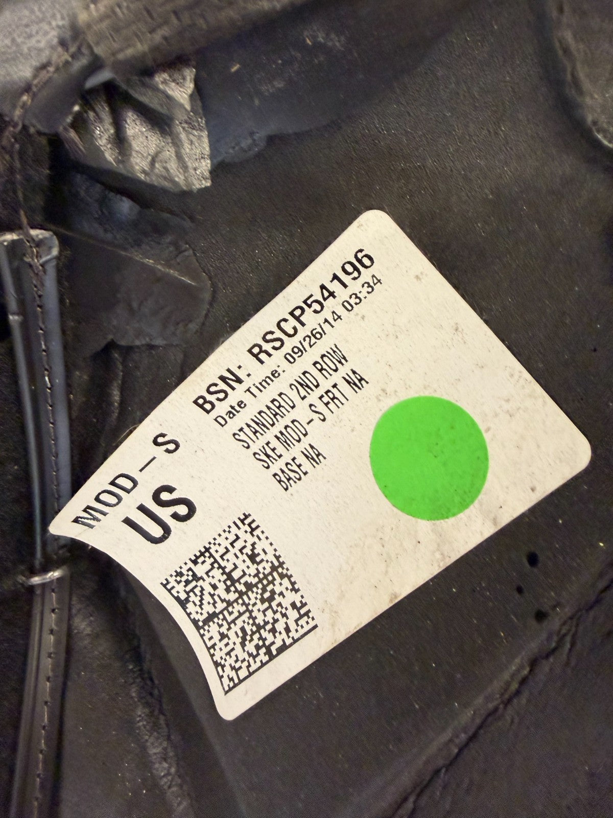 2012-2020 TESLA MODEL S REAR LOWER BOTTOM SEAT CUSHION BLACK OEM 1037338-01-A