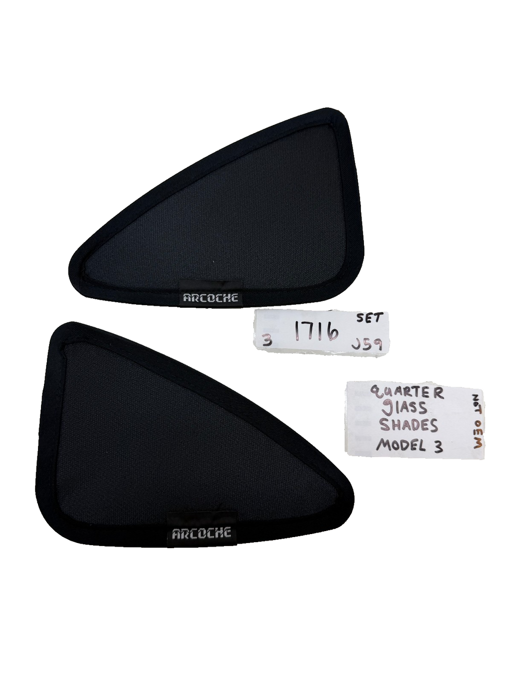 2017-2023 Tesla Model 3 Rear Side Quarter Window Sunshades Set Black