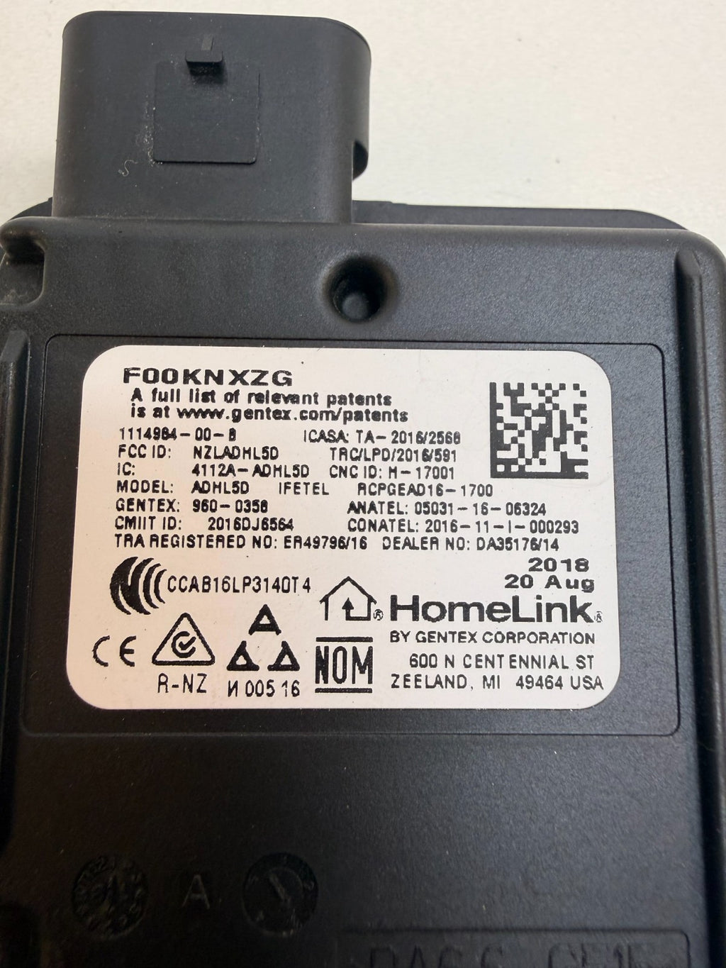 2012-17 Tesla Model S HomeLink Garage Door Opener Module W/ bracket 1114984-00-B