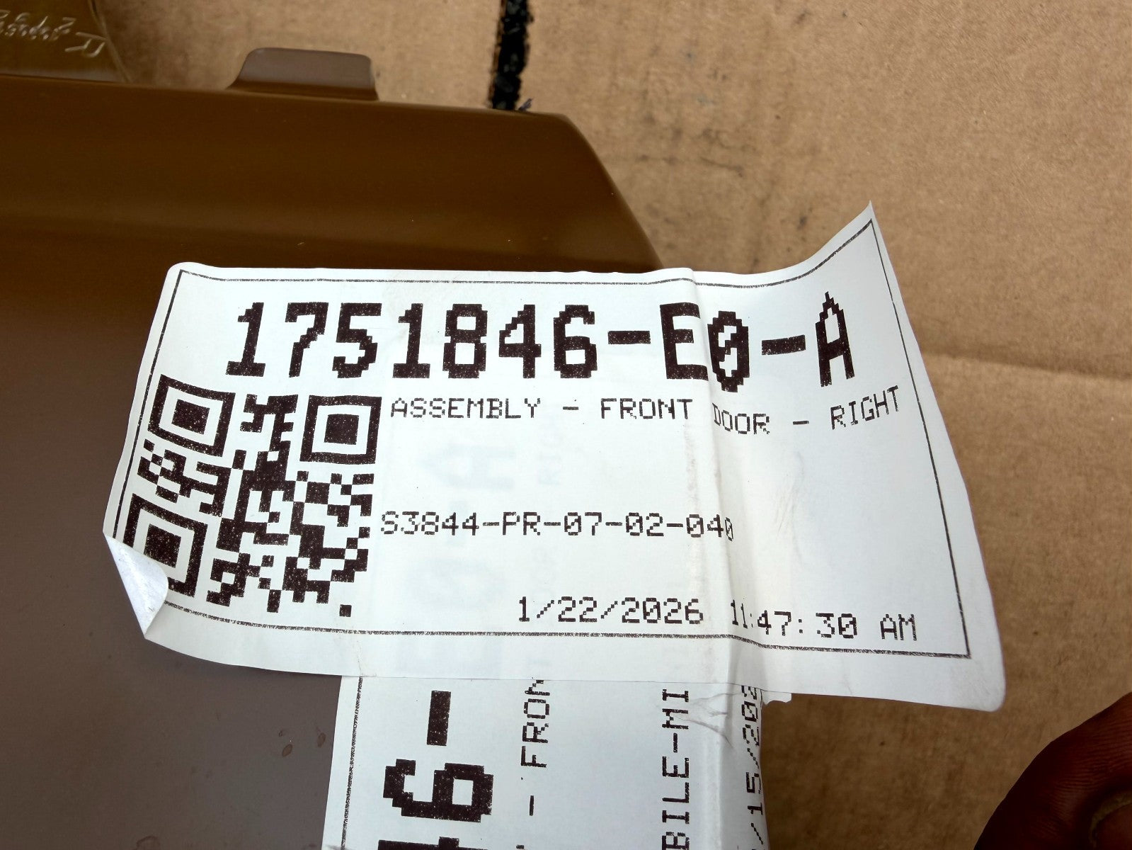 2024-2025 TESLA MODEL 3 FRONT RIGHT PASSENGER SIDE DOOR SHELL OEM, 1751846-E0-A