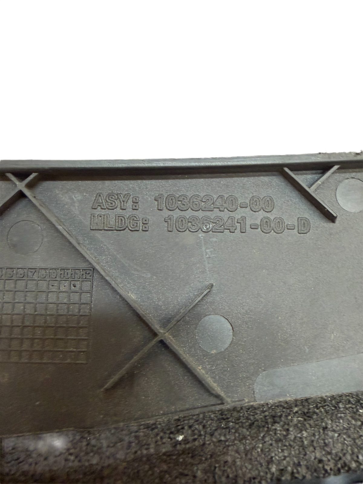 2016-2020 TESLA MODEL X REAR UNDERHOOD BACK PANEL TRIM  OEM 1036240-00