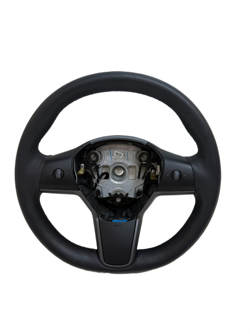 2017-2024 Tesla Model 3 / Y Steering Wheel Leather Black Heated OEM 1490214-00-B