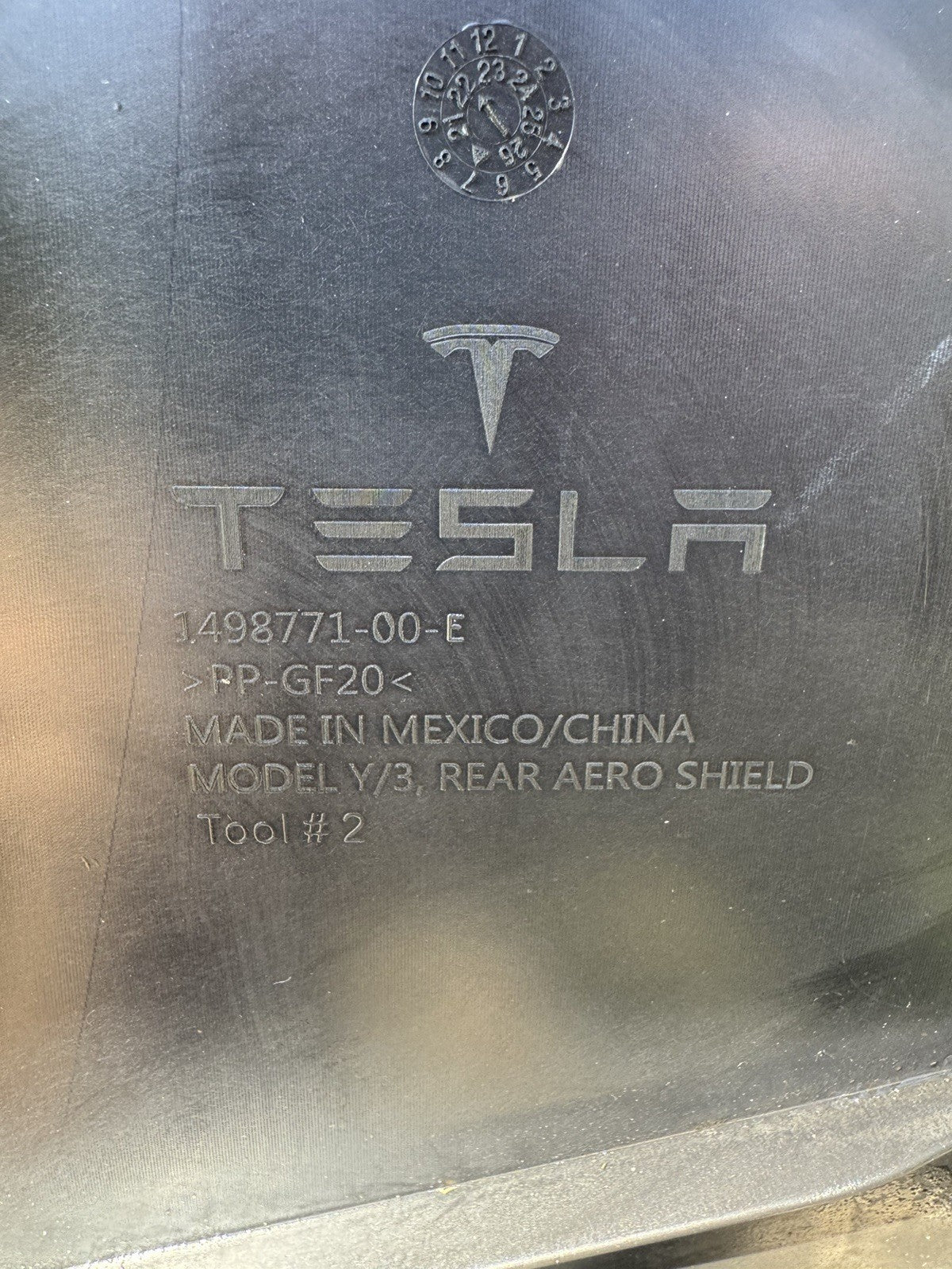 2017-2024 Tesla Model 3/Y Rear bumper Cover Under Splash Shield 1498771-00-E