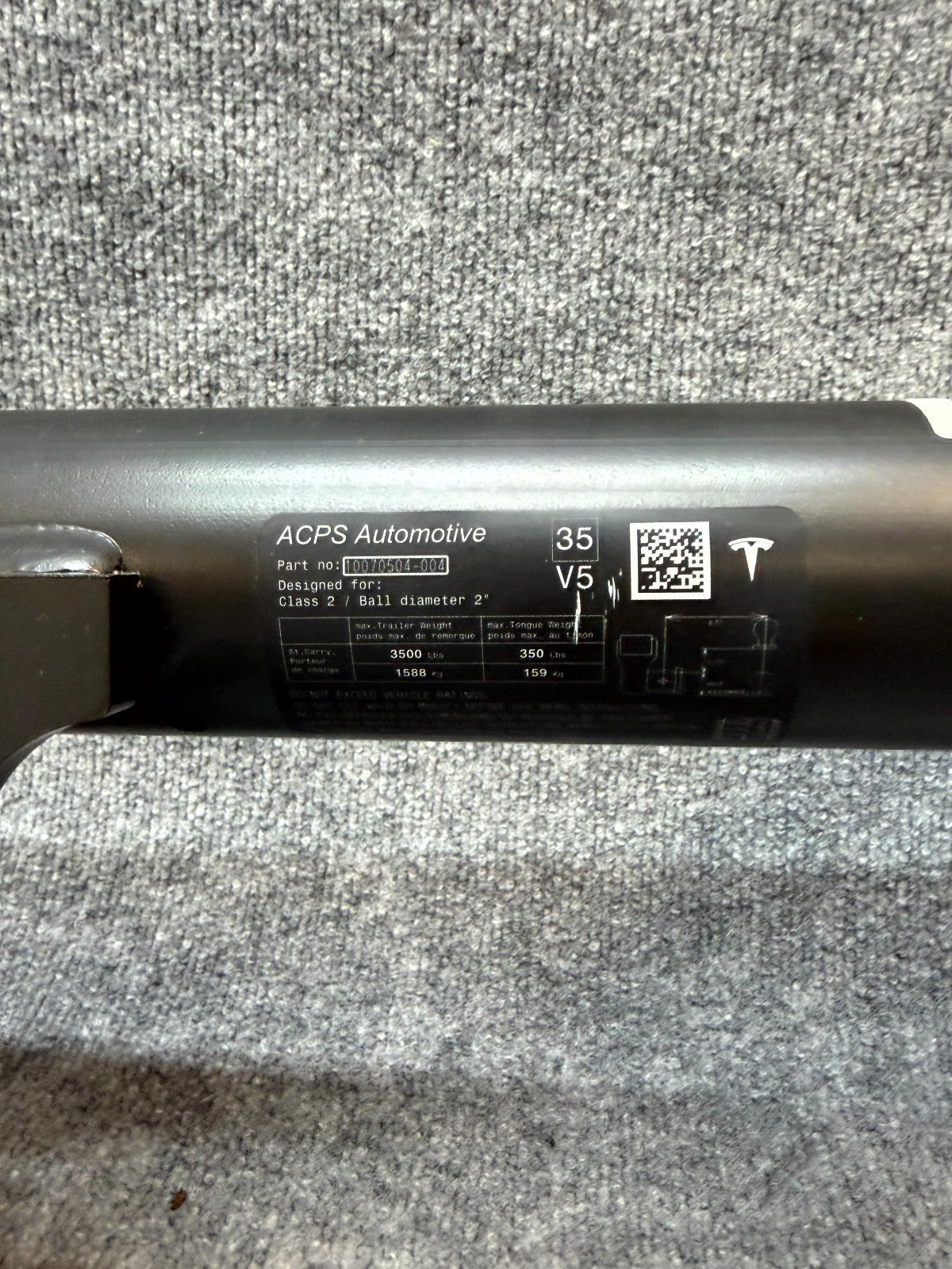 2020 - 2024 TESLA MODEL Y REAR BUMPER TOWING TRAILER HITCH BAR OEM, 1514757-00-D