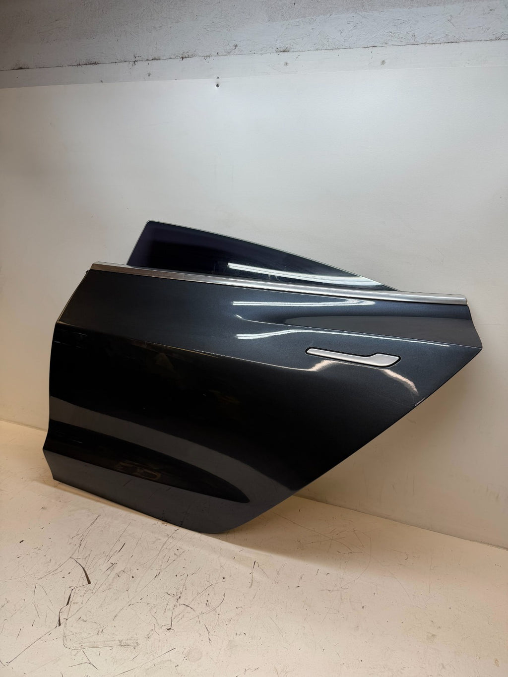2017-23 Tesla Model 3 Rear Left Driver Side Door Shell Panel Assembly Gray OEM