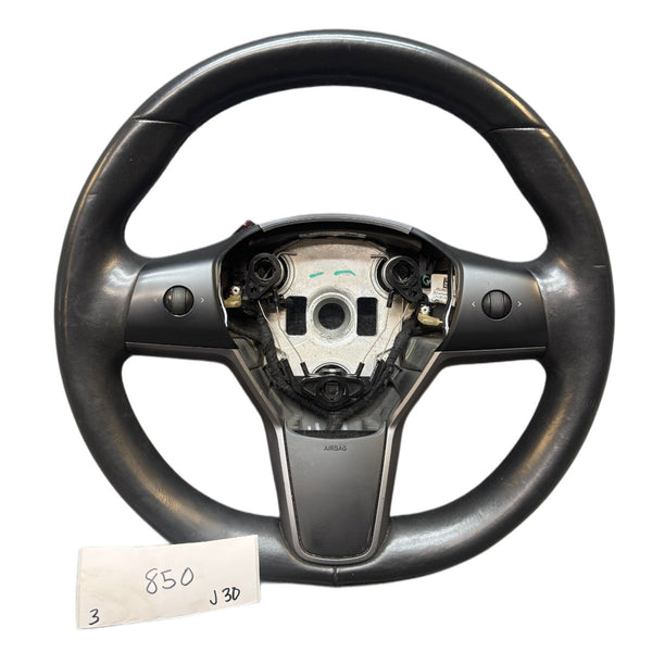 2017-2023 Tesla Model 3 Y Steering Wheel Leather Black 1085682-00-B