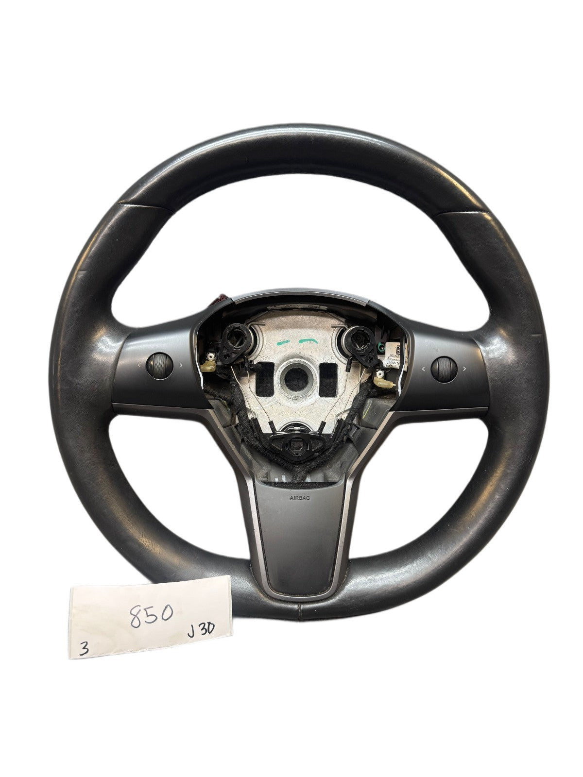 2017-2023 Tesla Model 3 Y Steering Wheel Leather Black 1085682-00-B