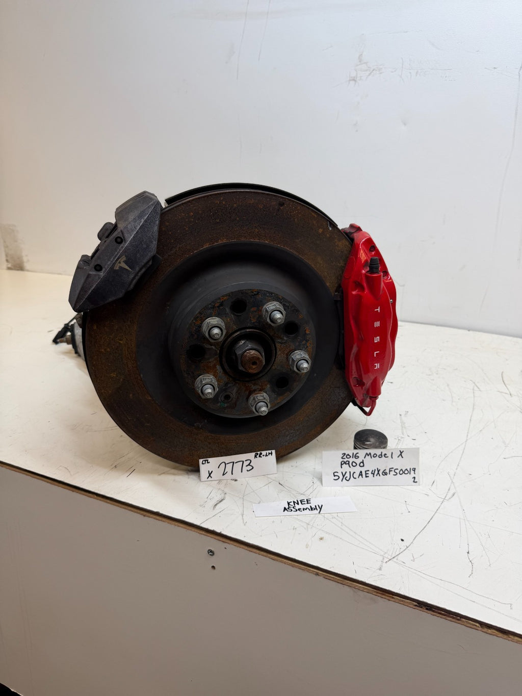 2016–2020 Tesla Model X Rear Left Suspension Knuckle Assembly w/ CV Axle OEM