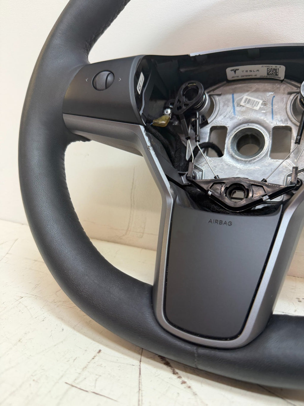 2017-2024 Tesla Model 3 / Y Steering Wheel Leather Black Heated OEM 1490214-00-B