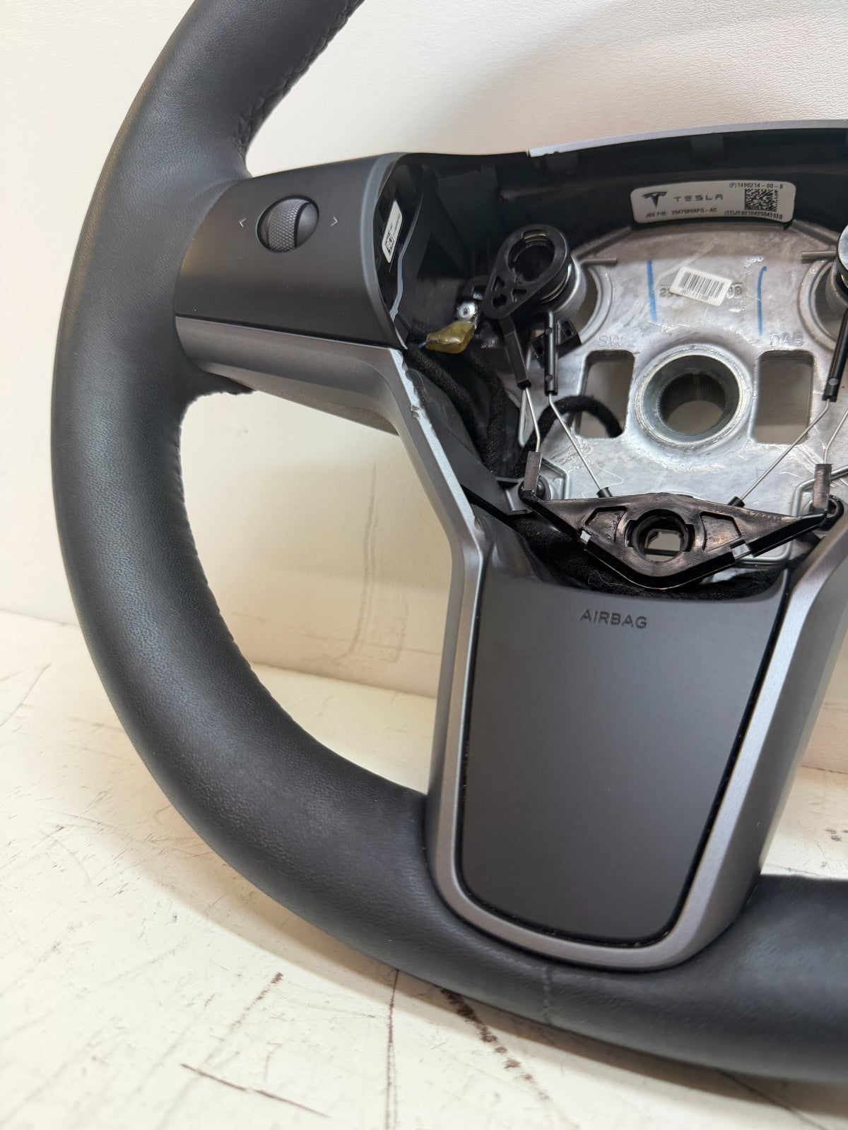 2017-2024 Tesla Model 3 / Y Steering Wheel Leather Black Heated OEM 1490214-00-B