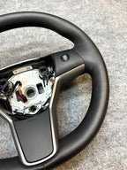 2020 - 2024 TESLA MODEL Y HEATED LEATHER STEERING WHEEL BLACK OEM, 1490214-00-B