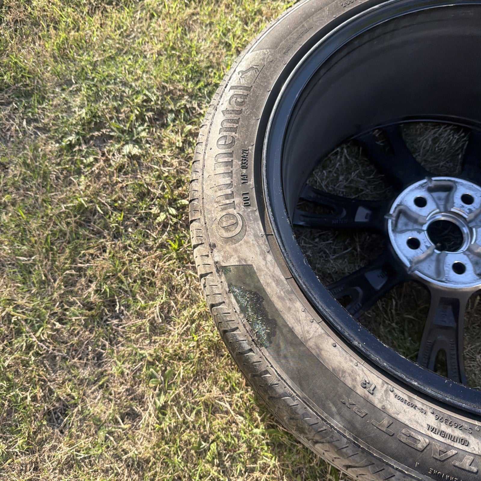 Tesla Model Y 2024 2025 19" Grey Gemini Rim Wheel Continental Tire W/OEM TPMS