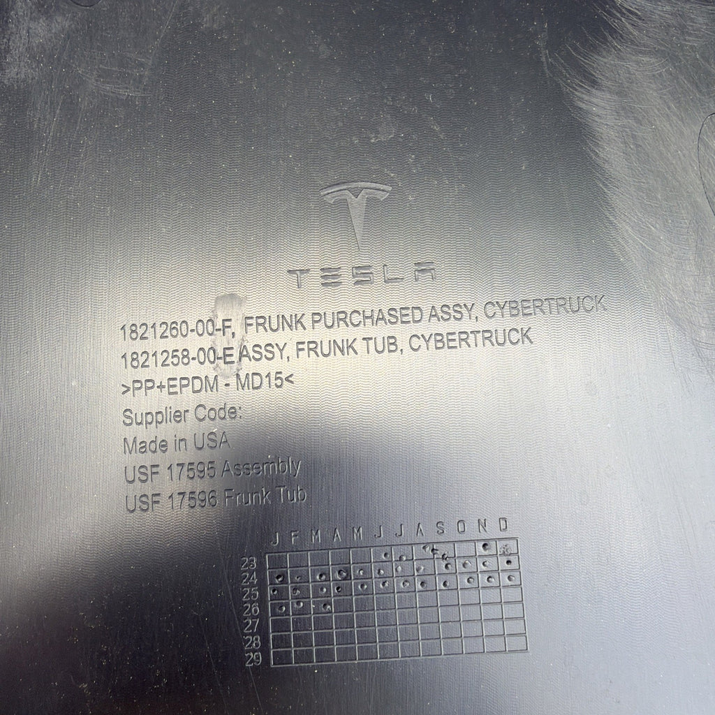 2024-2025 TESLA CYBERTRUCK CYBERBEAST FRONT TUB STORAGE  FRUNK  OEM