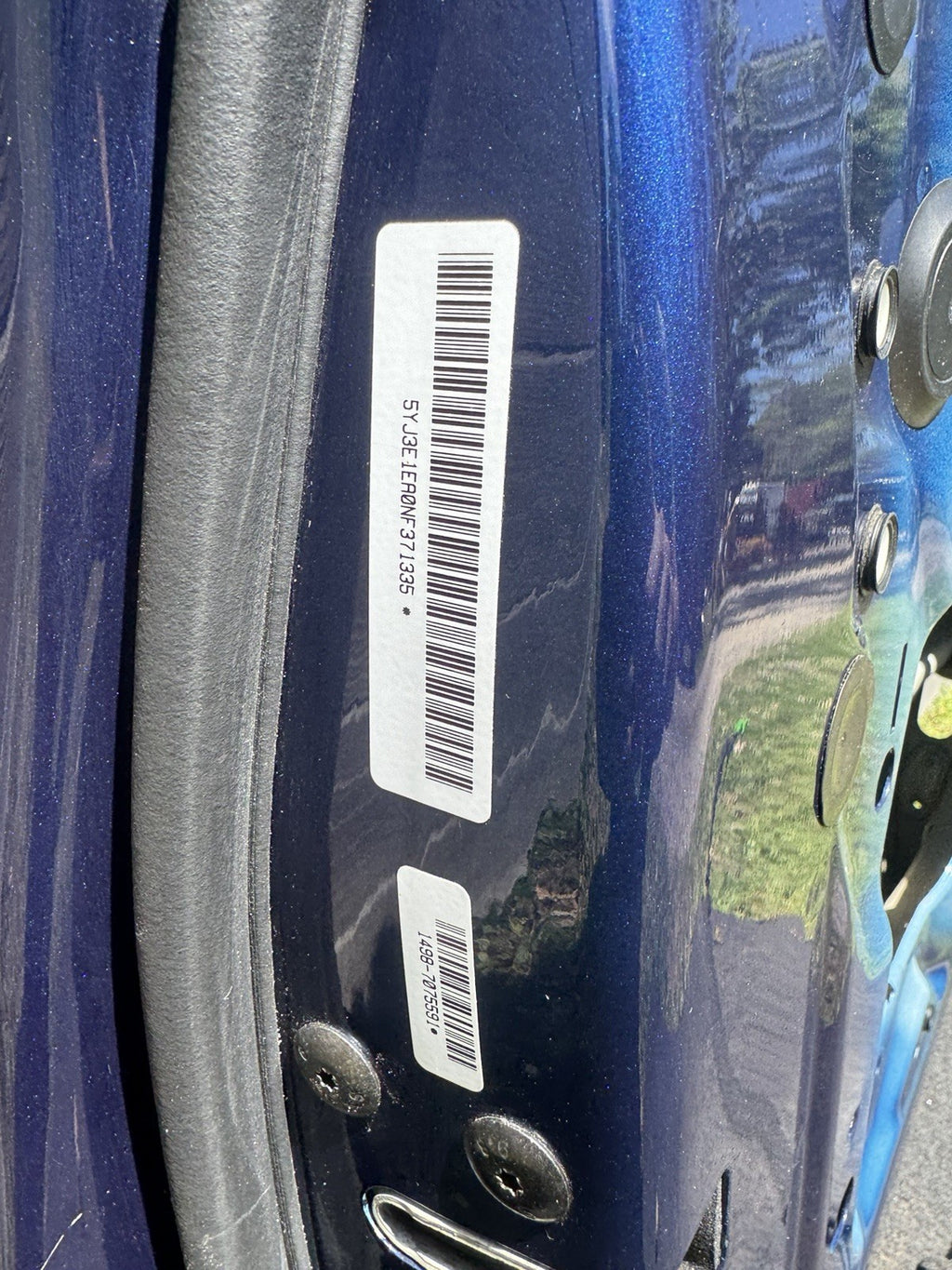2018 - 2023 TESLA MODEL 3 FRONT LEFT DRIVER SIDE DOOR SHELL BLUE OEM