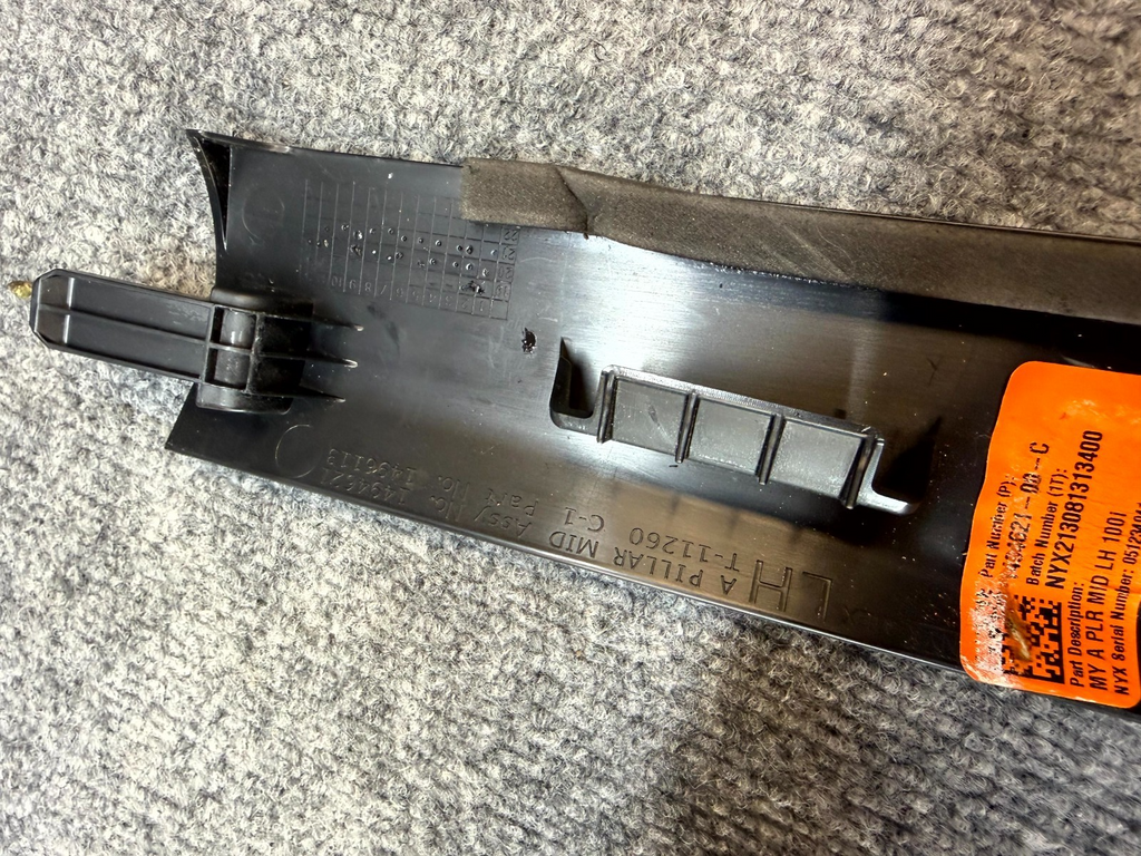 2020-2024 TESLA MODEL Y FRONT LEFT SIDE MID A-PILLAR TRIM OEM, 1494621-00-C
