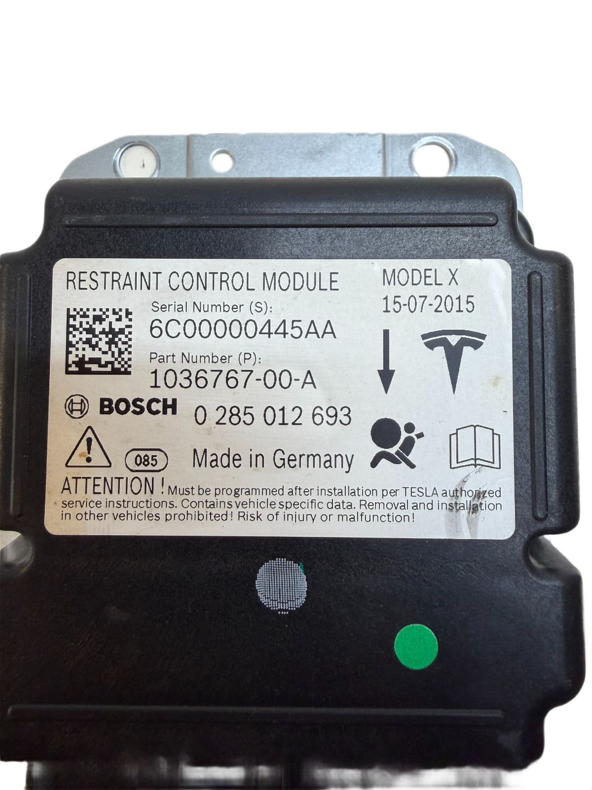 2016-2020 Tesla Model X Safety Restraint Control Module OEM 1036767-00-A