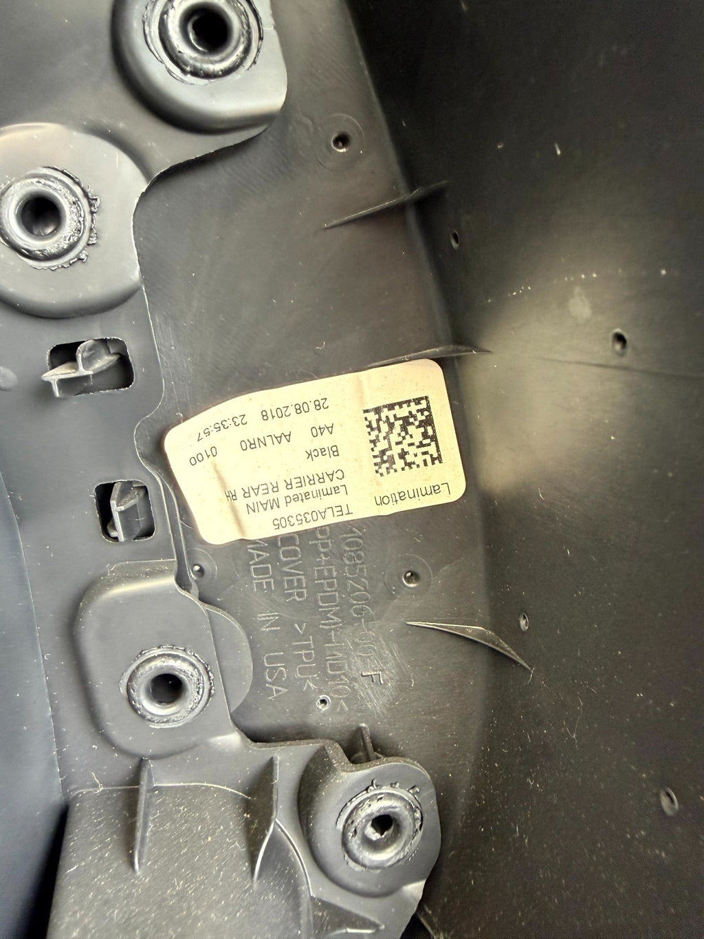 2017-2023 TESLA MODEL 3 REAR RIGHT SIDE DOOR TRIM PANEL BLACK OEM, 1105096-00-E